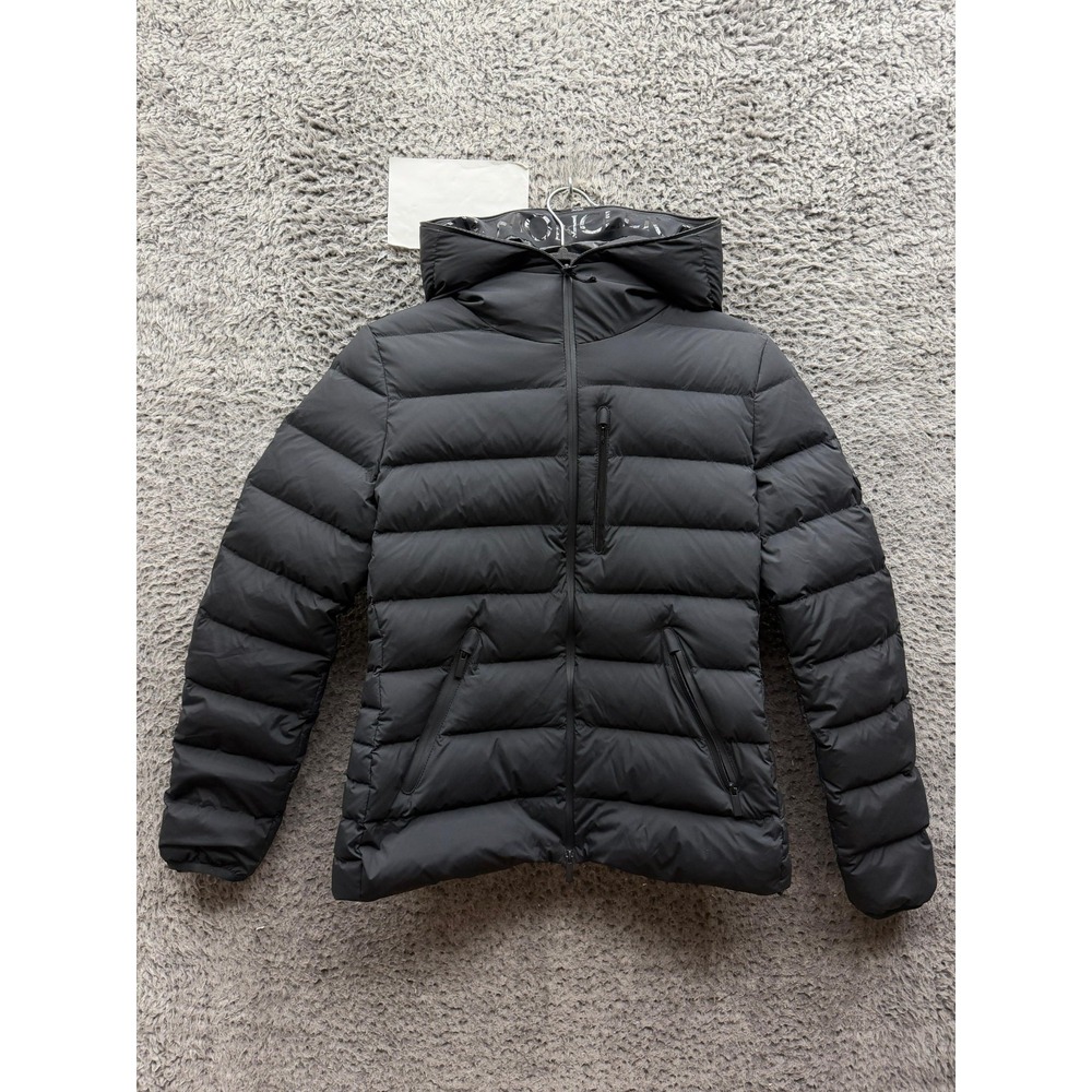 Authentic Moncler Quilted Hooded Full Zip Down Puffer Jacket Black Womens Size 1